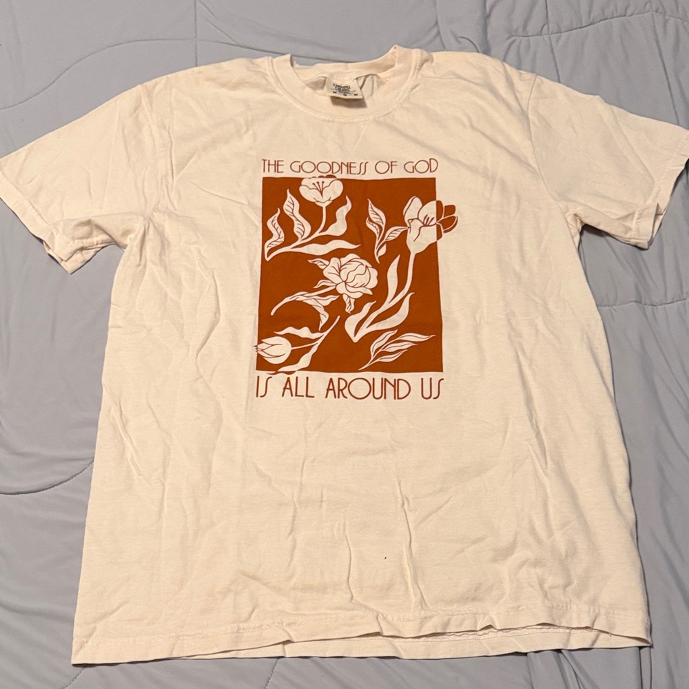 White Graphic T-Shirt with Floral Design